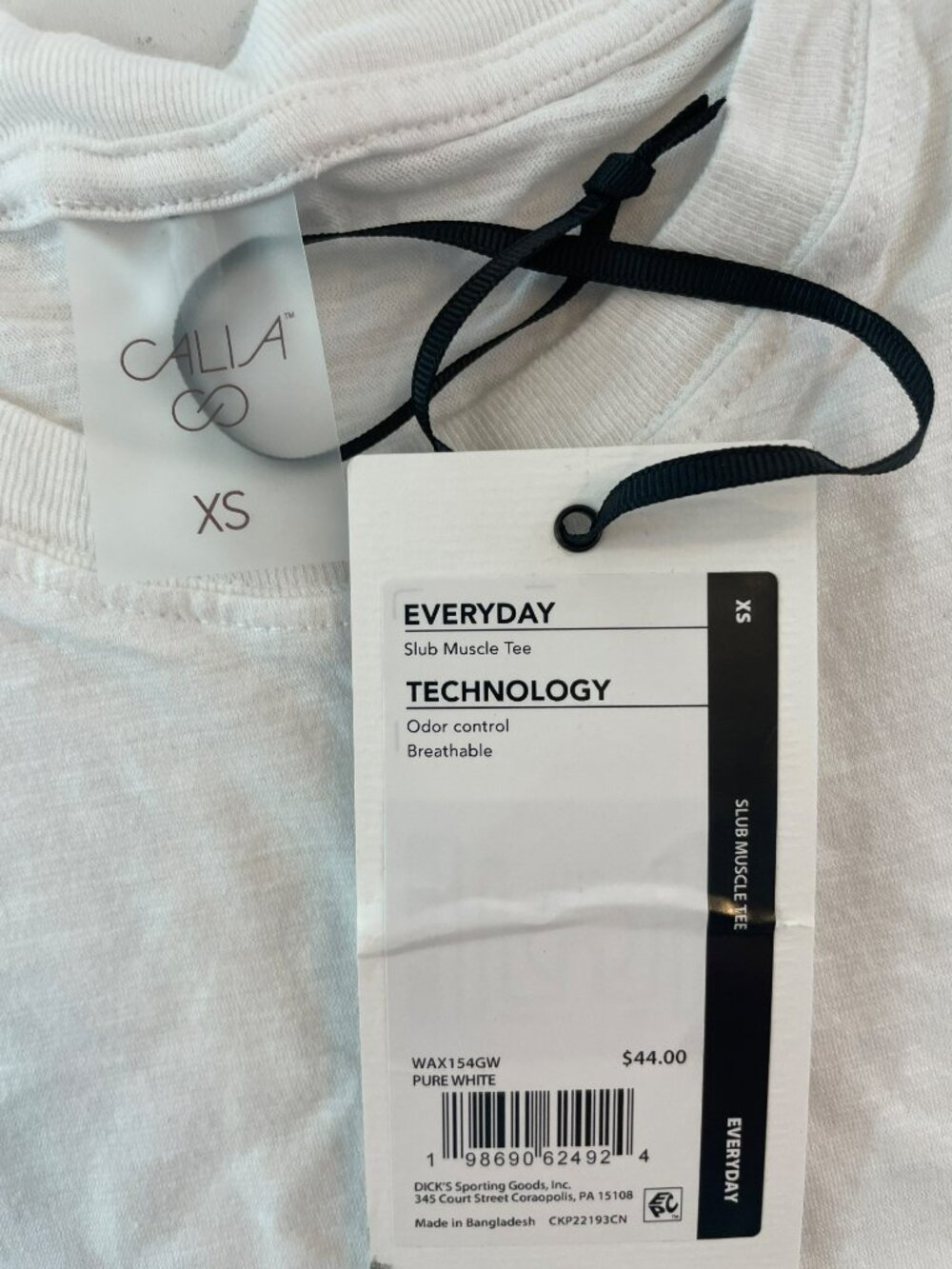 Calia Everyday Slub Muscle Tee White Odor Control Breathable Women's Size XS NWT - Picture 5 of 5